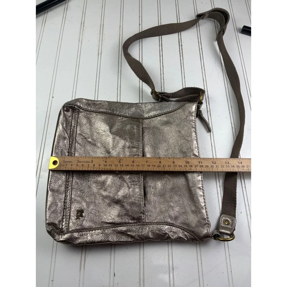 The Sak Vintage Y2K Bronze Metallic Pewter Leather Crossbody Messenger Bag